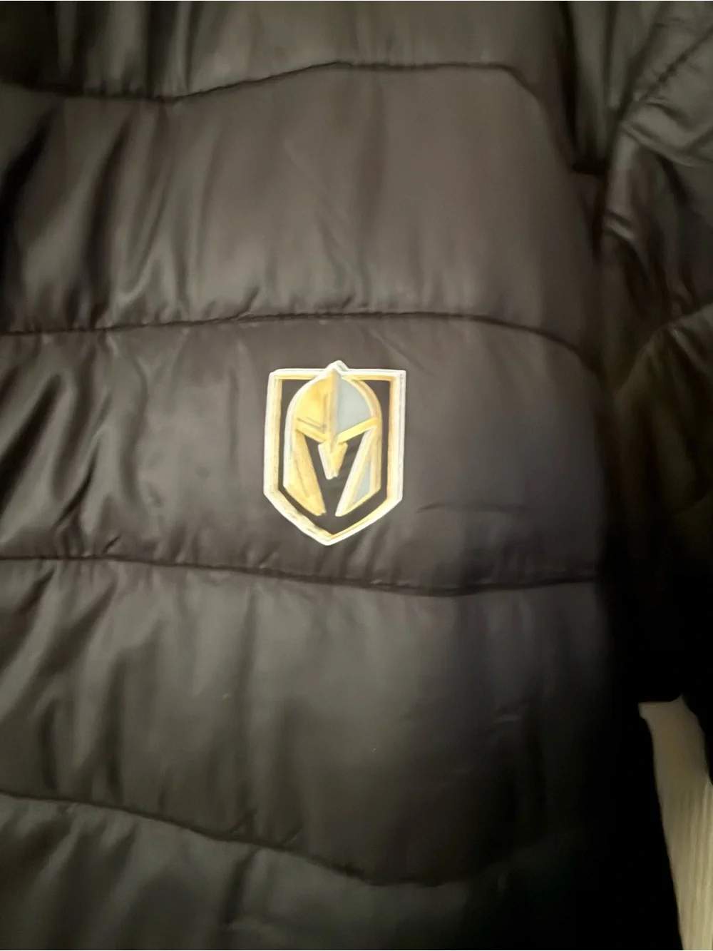 Vegas Golden Knights: (Medium) Black Logo Quilted Puffer Jacket NWT